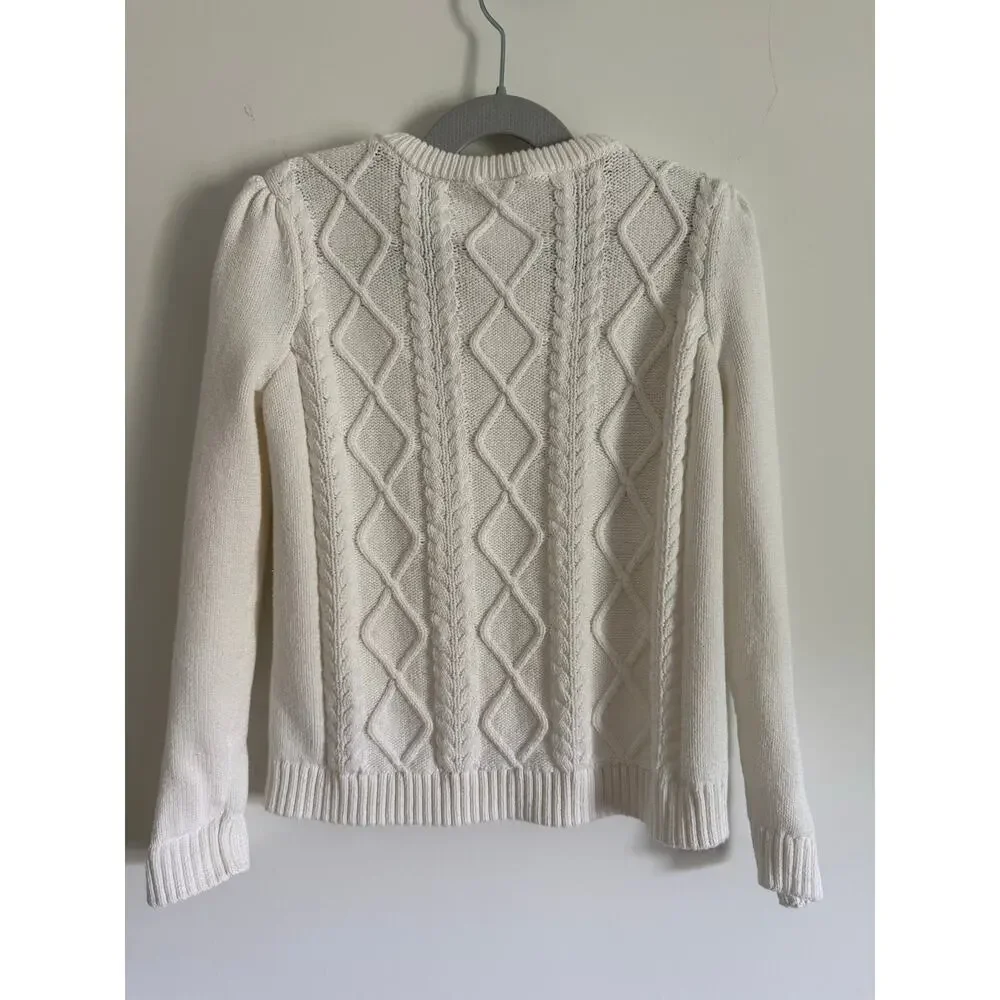 $60 Gymboree Girls Soft White Cable Knit cardigan size 7